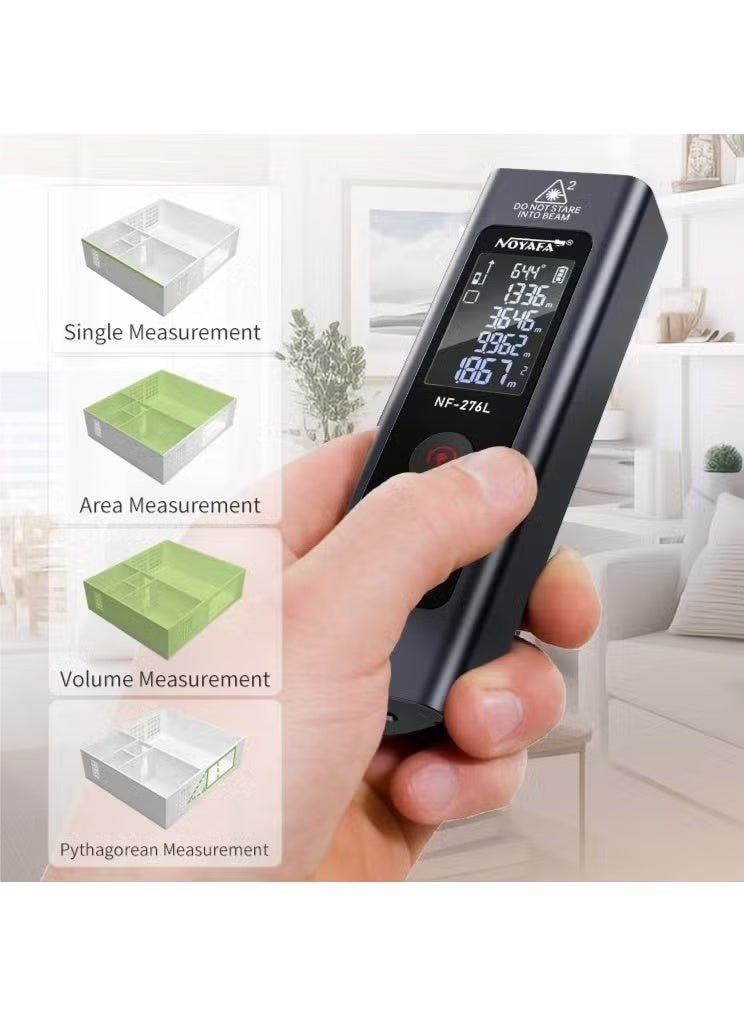NOYAFA مقياس المسافة بالليزر الرقمي مع شحن Type-C مدى 50م/165قدم دقة ±1.5مم مقياس ليزر محمول شاشة LCD ميني مقياس المسافة/المساحة/الحجم/أداة قياس فيثاغورس تبديل الوحدات - Image 2